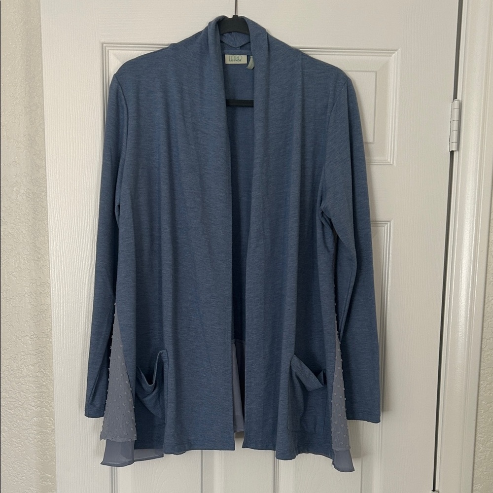 LOGO by Lori Goldstein Blue Open Cardigan